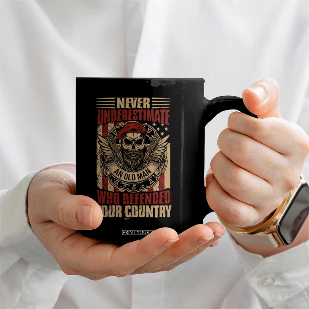 American Veteran Coffee Mug Never Underestimate An Old Man Who Defended Your Country TS02 Print Your Wear