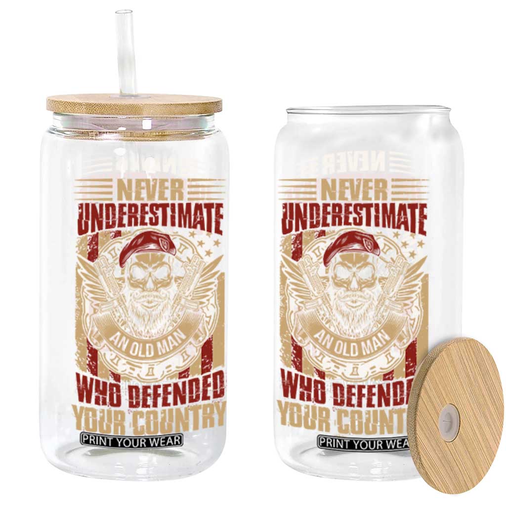 American Veteran Glass Can Never Underestimate An Old Man Who Defended Your Country TS02 Black Print Your Wear