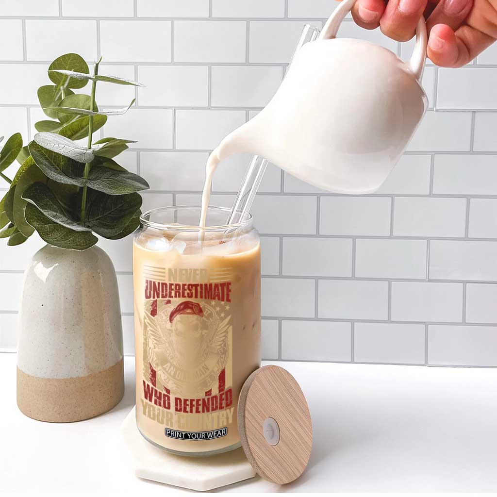 American Veteran Glass Can Never Underestimate An Old Man Who Defended Your Country TS02 Print Your Wear