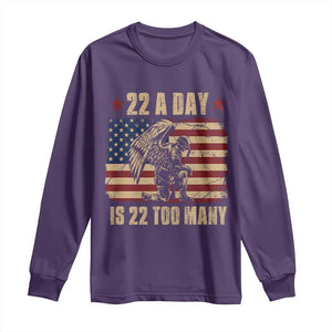 American Veteran Long Sleeve Shirt 22 A Day Is 22 Too Many Veteran Lives Matter TS02 Purple Print Your Wear