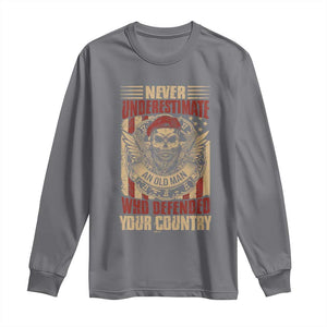 American Veteran Long Sleeve Shirt Never Underestimate An Old Man Who Defended Your Country TS02 Charcoal Print Your Wear
