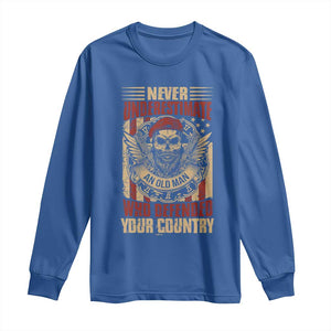 American Veteran Long Sleeve Shirt Never Underestimate An Old Man Who Defended Your Country TS02 Royal Blue Print Your Wear