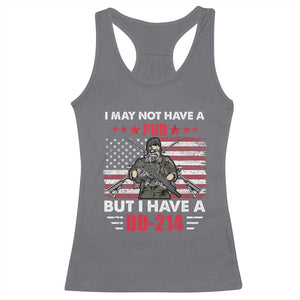 American Veteran Racerback Tank Top I May Not Have A PhD But Have A DD-214 US Bald Eagle TS02 Charcoal Print Your Wear
