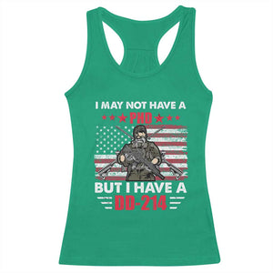 American Veteran Racerback Tank Top I May Not Have A PhD But Have A DD-214 US Bald Eagle TS02 Irish Green Print Your Wear