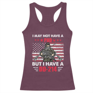 American Veteran Racerback Tank Top I May Not Have A PhD But Have A DD-214 US Bald Eagle TS02 Maroon Print Your Wear