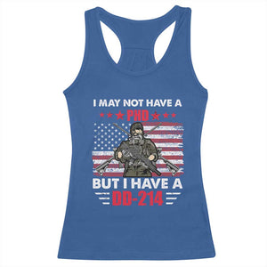 American Veteran Racerback Tank Top I May Not Have A PhD But Have A DD-214 US Bald Eagle TS02 Royal Blue Print Your Wear