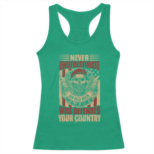 American Veteran Racerback Tank Top Never Underestimate An Old Man Who Defended Your Country TS02 Irish Green Print Your Wear