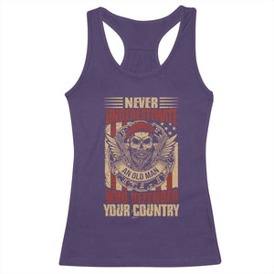 American Veteran Racerback Tank Top Never Underestimate An Old Man Who Defended Your Country TS02 Purple Print Your Wear