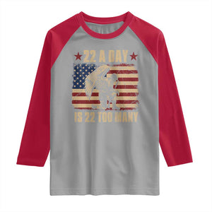 American Veteran Raglan Shirt 22 A Day Is 22 Too Many Veteran Lives Matter TS02 Sport Gray Red Print Your Wear