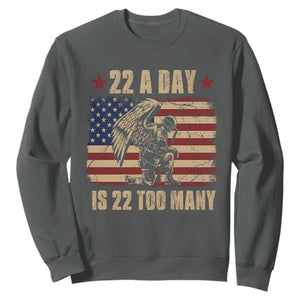 American Veteran Sweatshirt 22 A Day Is 22 Too Many Veteran Lives Matter TS02 Dark Heather Print Your Wear