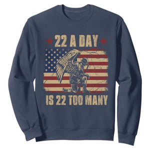 American Veteran Sweatshirt 22 A Day Is 22 Too Many Veteran Lives Matter TS02 Navy Print Your Wear