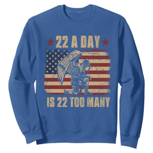 American Veteran Sweatshirt 22 A Day Is 22 Too Many Veteran Lives Matter TS02 Royal Blue Print Your Wear