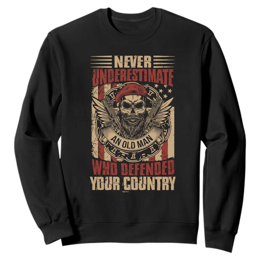 American Veteran Sweatshirt Never Underestimate An Old Man Who Defended Your Country TS02 Black Print Your Wear