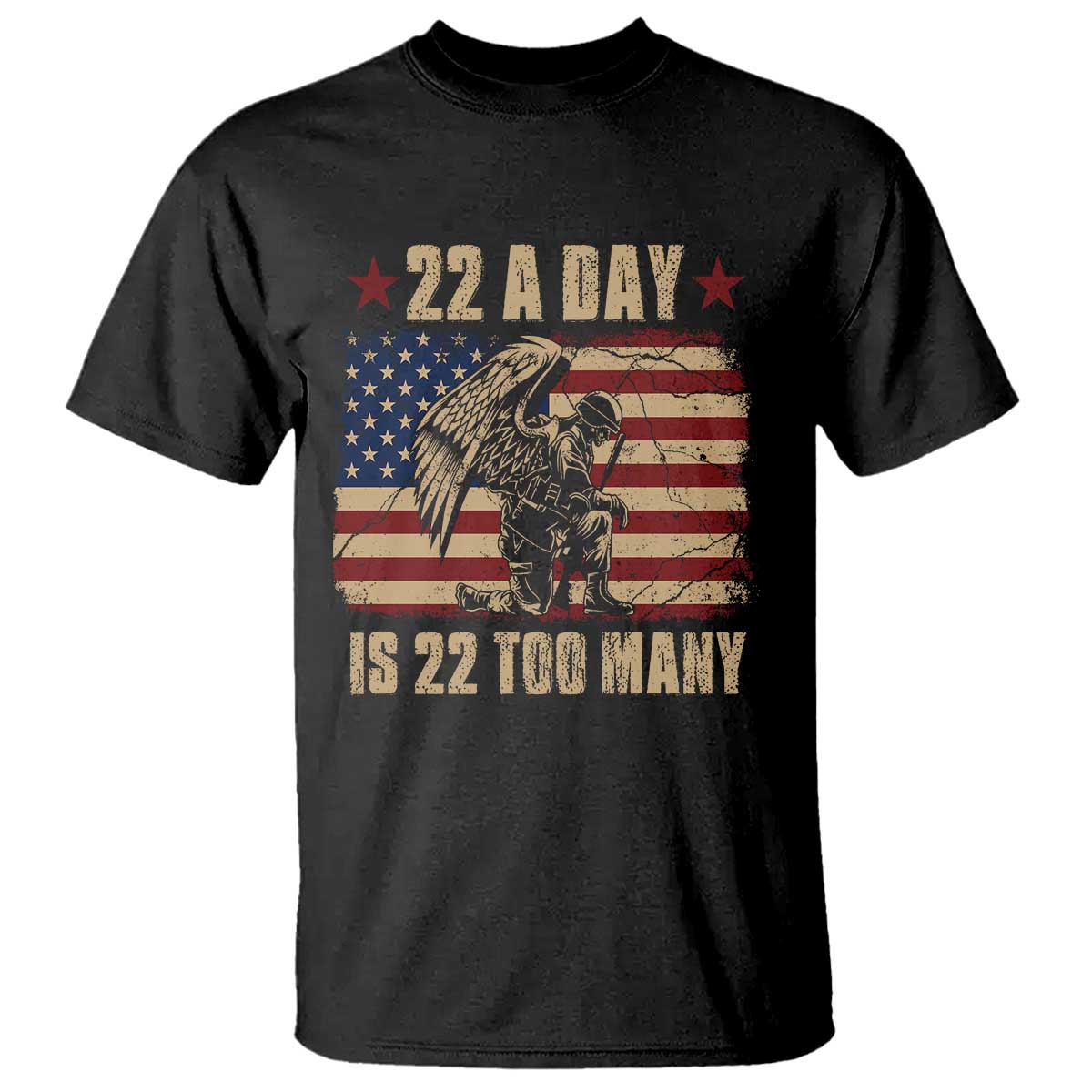 American Veteran T Shirt 22 A Day Is 22 Too Many Veteran Lives Matter TS02 Black Print Your Wear