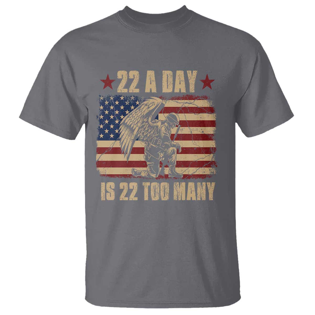 American Veteran T Shirt 22 A Day Is 22 Too Many Veteran Lives Matter TS02 Charcoal Print Your Wear