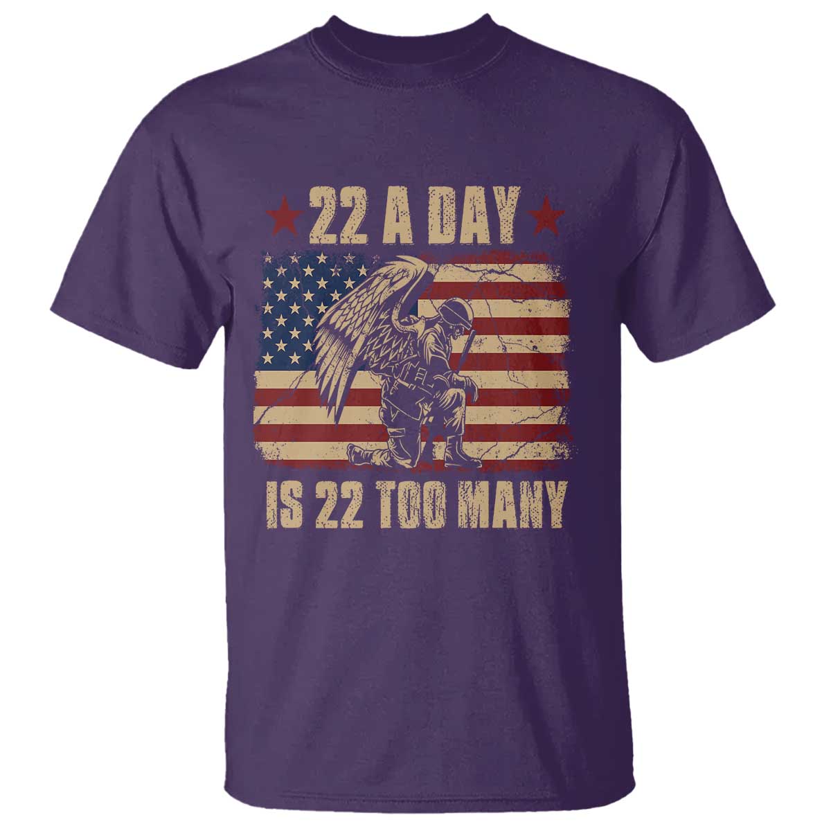 American Veteran T Shirt 22 A Day Is 22 Too Many Veteran Lives Matter TS02 Purple Print Your Wear