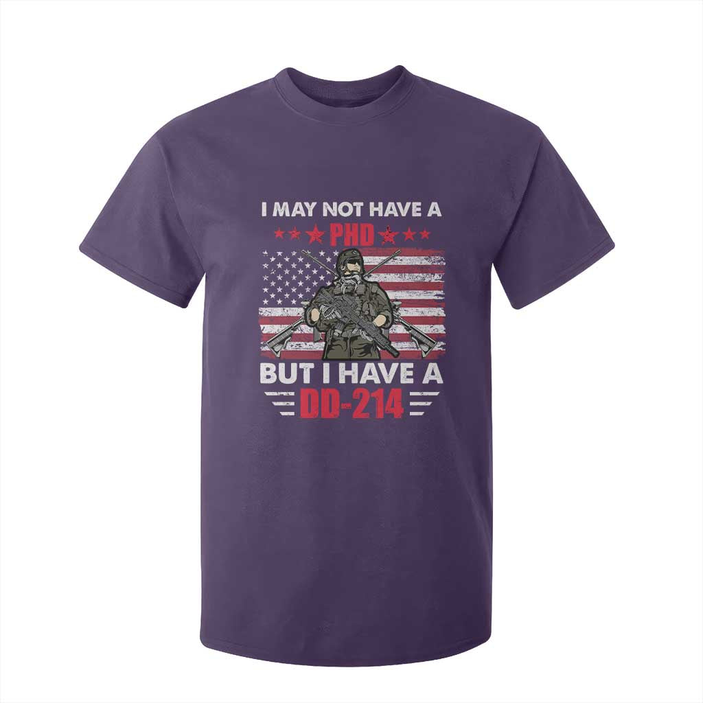 American Veteran T Shirt For Kid I May Not Have A PhD But Have A DD-214 US Bald Eagle TS02 Purple Print Your Wear