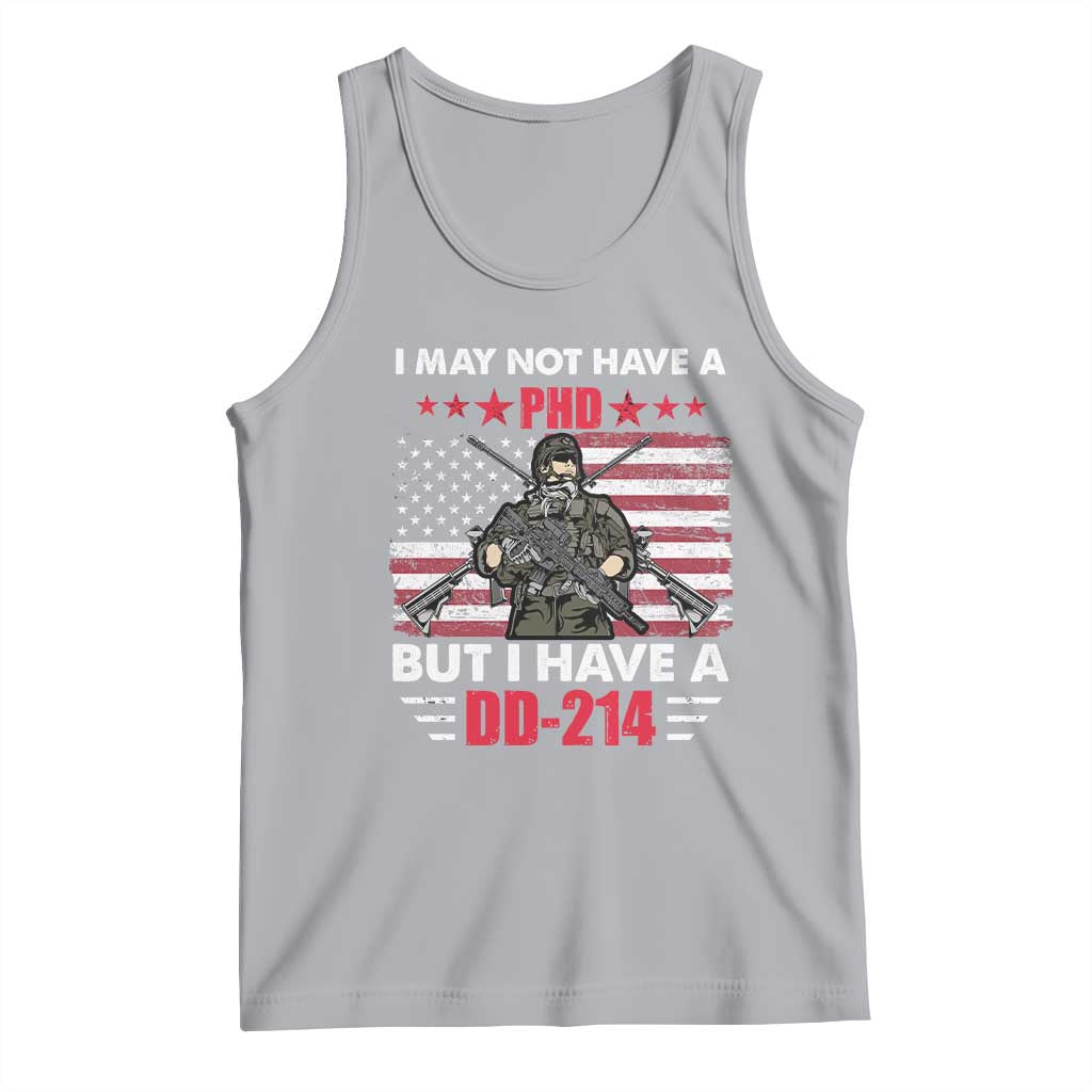 American Veteran Tank Top I May Not Have A PhD But Have A DD-214 US Bald Eagle TS02 Athletic Heather Print Your Wear