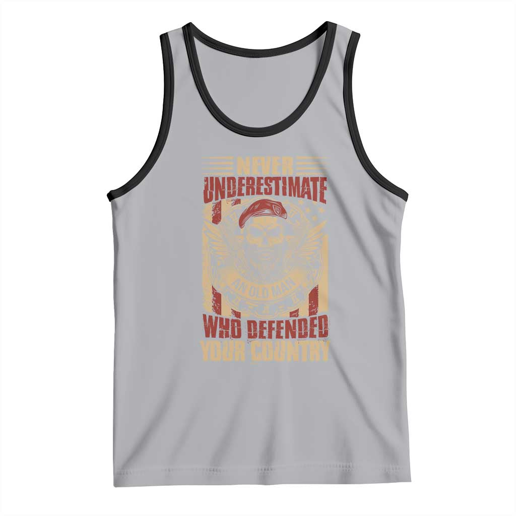 American Veteran Tank Top Never Underestimate An Old Man Who Defended Your Country TS02 Athletic Heather Black Print Your Wear