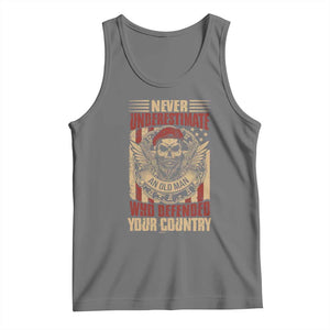 American Veteran Tank Top Never Underestimate An Old Man Who Defended Your Country TS02 Black Heather Print Your Wear