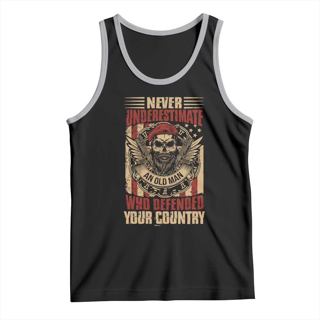 American Veteran Tank Top Never Underestimate An Old Man Who Defended Your Country TS02 Black Athletic Heather Print Your Wear