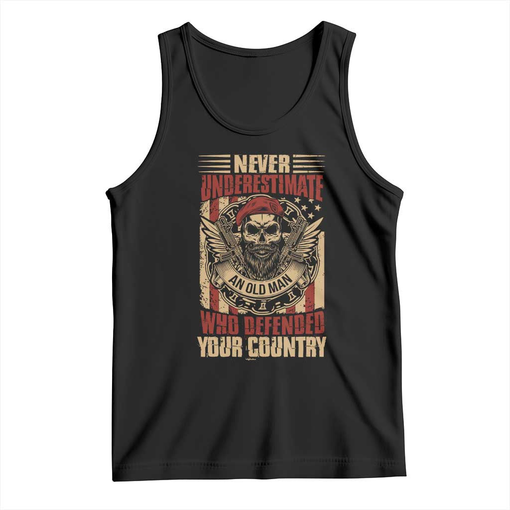 American Veteran Tank Top Never Underestimate An Old Man Who Defended Your Country TS02 Black Print Your Wear