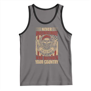 American Veteran Tank Top Never Underestimate An Old Man Who Defended Your Country TS02 Deep Heather Black Print Your Wear