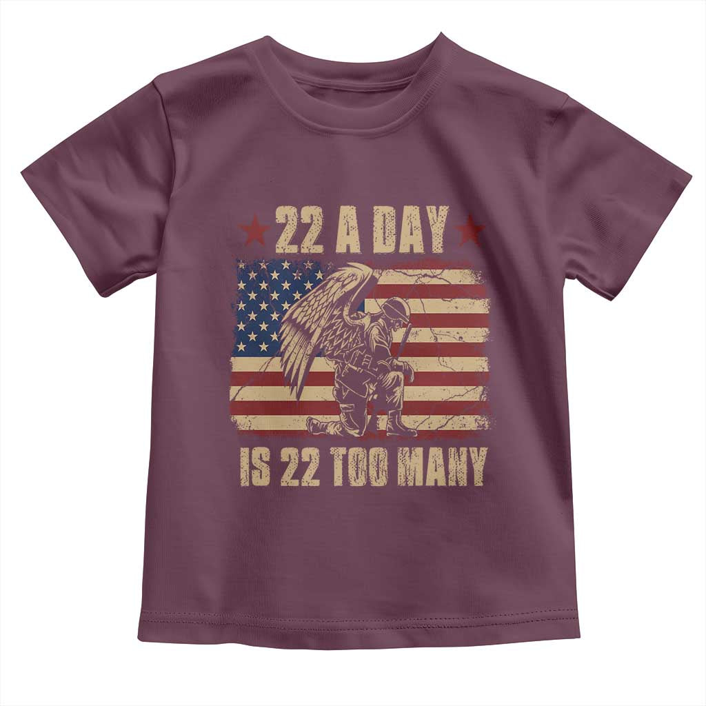 American Veteran Toddler T Shirt 22 A Day Is 22 Too Many Veteran Lives Matter TS02 Maroon Print Your Wear