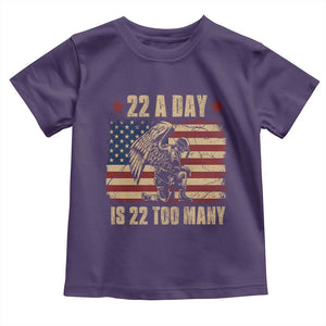 American Veteran Toddler T Shirt 22 A Day Is 22 Too Many Veteran Lives Matter TS02 Purple Print Your Wear