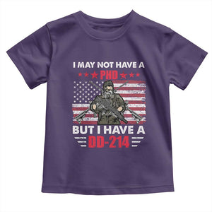 American Veteran Toddler T Shirt I May Not Have A PhD But Have A DD-214 US Bald Eagle TS02 Purple Print Your Wear