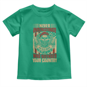 American Veteran Toddler T Shirt Never Underestimate An Old Man Who Defended Your Country TS02 Irish Green Print Your Wear