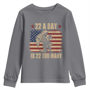 American Veteran Youth Sweatshirt 22 A Day Is 22 Too Many Veteran Lives Matter TS02 Charcoal Print Your Wear