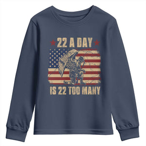American Veteran Youth Sweatshirt 22 A Day Is 22 Too Many Veteran Lives Matter TS02 Navy Print Your Wear