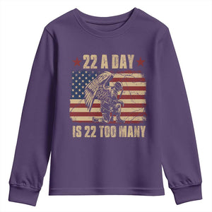American Veteran Youth Sweatshirt 22 A Day Is 22 Too Many Veteran Lives Matter TS02 Purple Print Your Wear