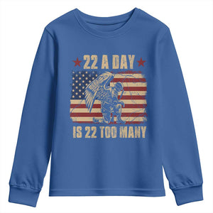 American Veteran Youth Sweatshirt 22 A Day Is 22 Too Many Veteran Lives Matter TS02 Royal Blue Print Your Wear