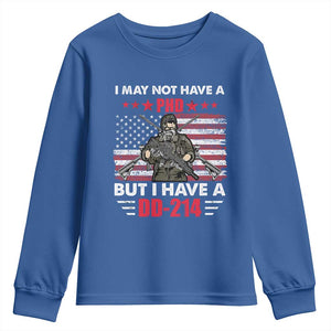 American Veteran Youth Sweatshirt I May Not Have A PhD But Have A DD-214 US Bald Eagle TS02 Royal Blue Print Your Wear