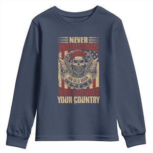 American Veteran Youth Sweatshirt Never Underestimate An Old Man Who Defended Your Country TS02 Navy Print Your Wear
