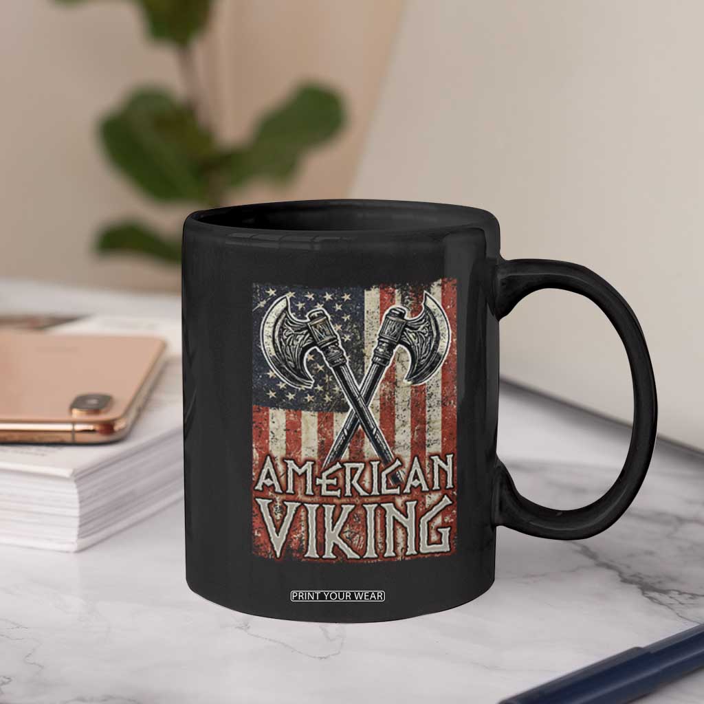 American Viking Coffee Mug American Flag Axe Norse Mythology TS09 Print Your Wear