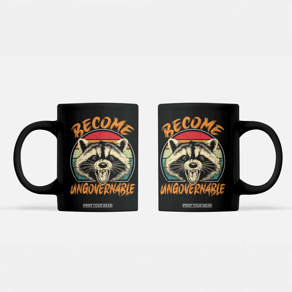 Anarchism Coffee Mug Become Ungovernable Angry Raccoon TS09 Black Print Your Wear
