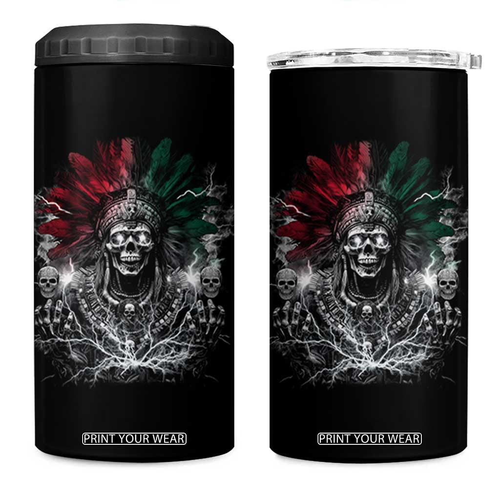 Ancient Aztec King 4 in 1 Can Cooler Tumbler Calabera Azteca Mexican Skull Skeleton TS10 One Size: 16 oz Black Print Your Wear
