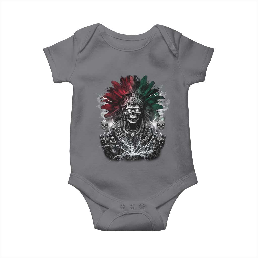 Ancient Aztec King Baby Onesie Calabera Azteca Mexican Skull Skeleton TS10 Charcoal Print Your Wear