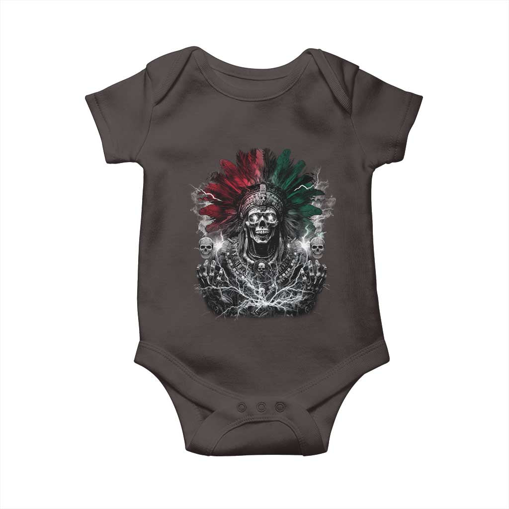 Ancient Aztec King Baby Onesie Calabera Azteca Mexican Skull Skeleton TS10 Dark Chocolate Print Your Wear