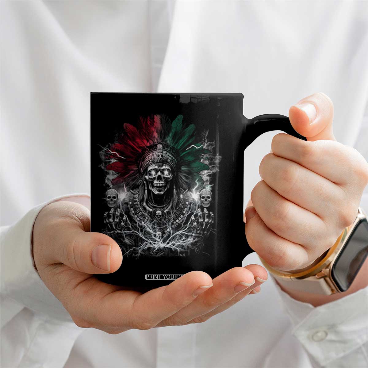 Ancient Aztec King Coffee Mug Calabera Azteca Mexican Skull Skeleton TS10 Print Your Wear