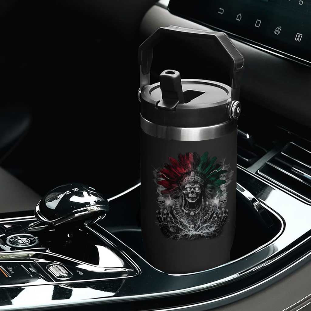 Ancient Aztec King Flip Straw Tumbler Calabera Azteca Mexican Skull Skeleton TS10 Print Your Wear