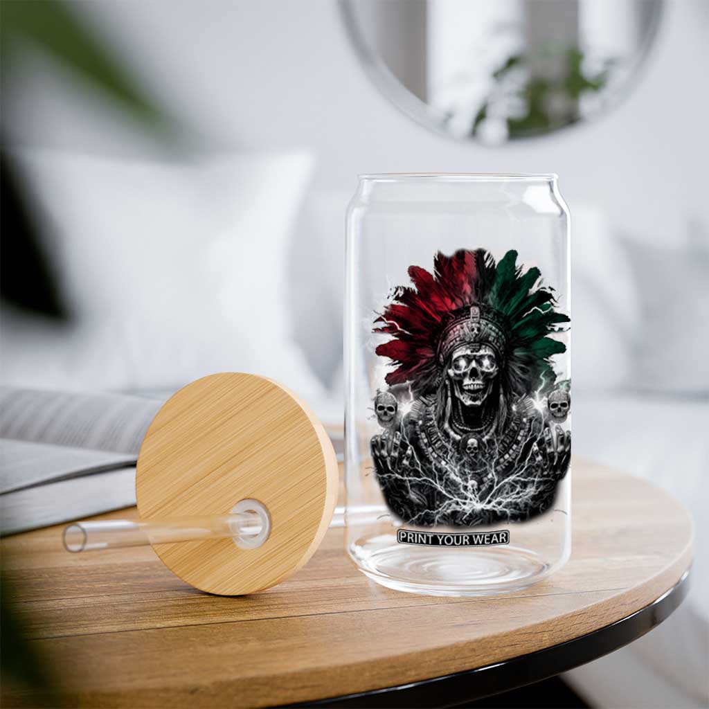 Ancient Aztec King Glass Can Calabera Azteca Mexican Skull Skeleton TS10 Print Your Wear