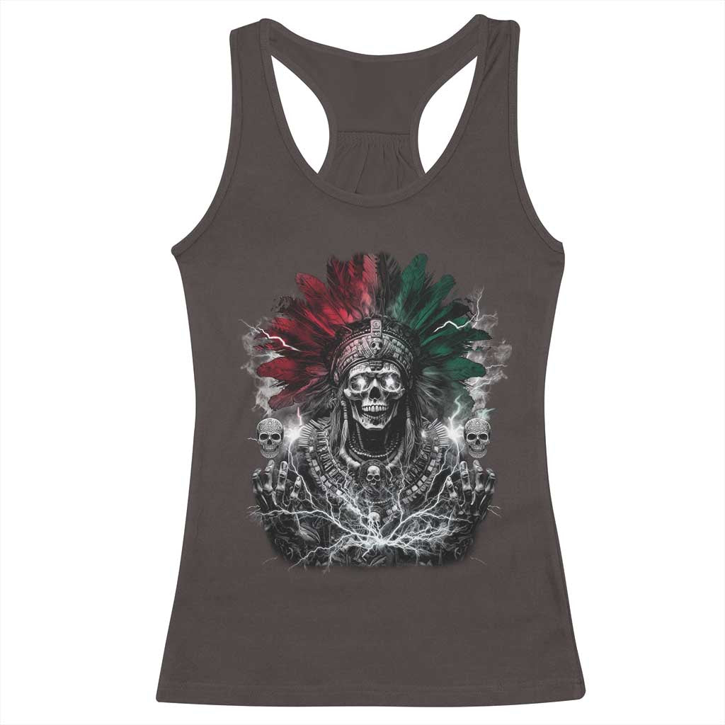 Ancient Aztec King Racerback Tank Top Calabera Azteca Mexican Skull Skeleton TS10 Dark Chocolate Print Your Wear