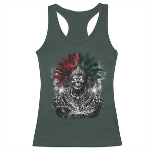 Ancient Aztec King Racerback Tank Top Calabera Azteca Mexican Skull Skeleton TS10 Dark Forest Green Print Your Wear