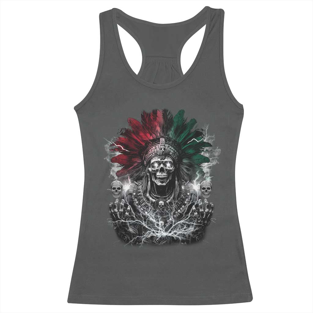 Ancient Aztec King Racerback Tank Top Calabera Azteca Mexican Skull Skeleton TS10 Dark Heather Print Your Wear