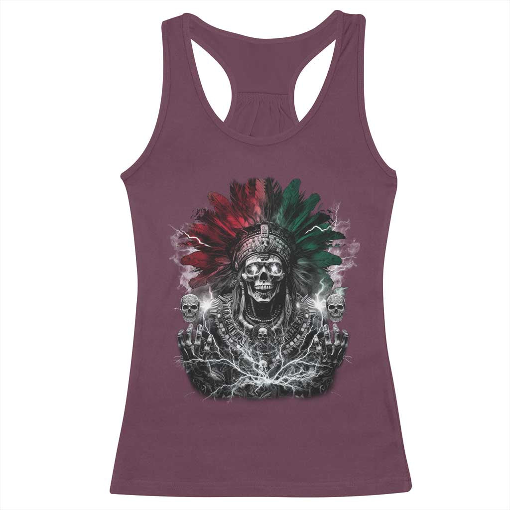 Ancient Aztec King Racerback Tank Top Calabera Azteca Mexican Skull Skeleton TS10 Maroon Print Your Wear