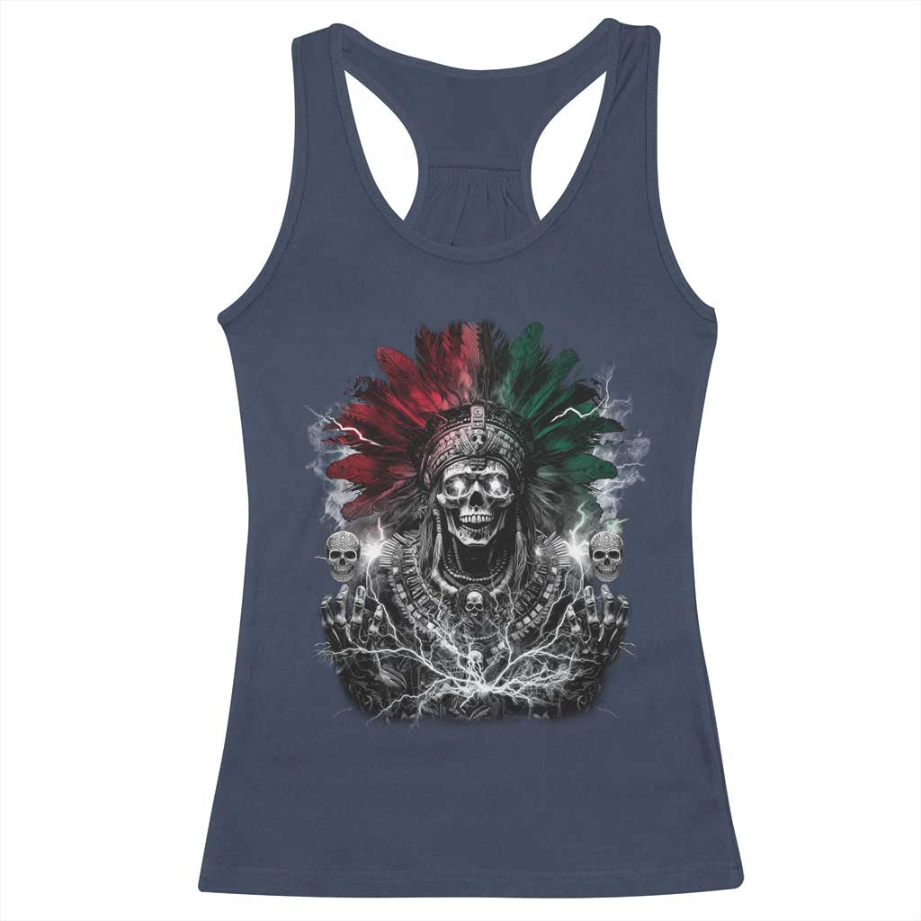 Ancient Aztec King Racerback Tank Top Calabera Azteca Mexican Skull Skeleton TS10 Navy Print Your Wear